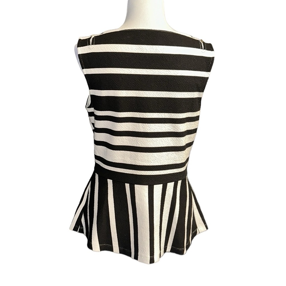 Anthropologie Postmark Striped Textured Peplum Tank Blouse - Picture 2 of 5